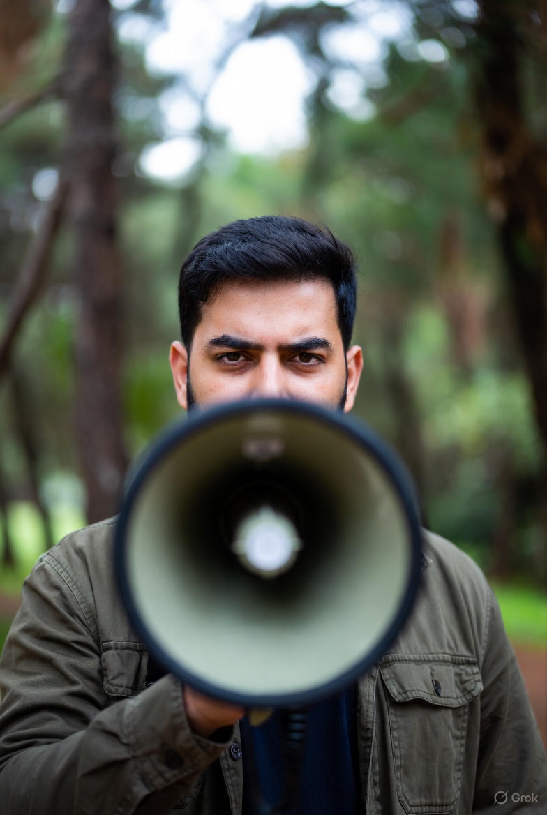 a man using a bullhorn