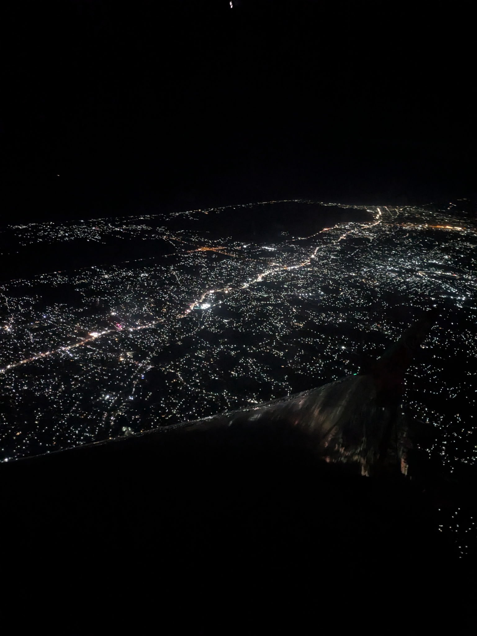 colombo city lights from airplane