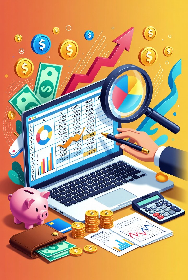 computer with spreadsheet