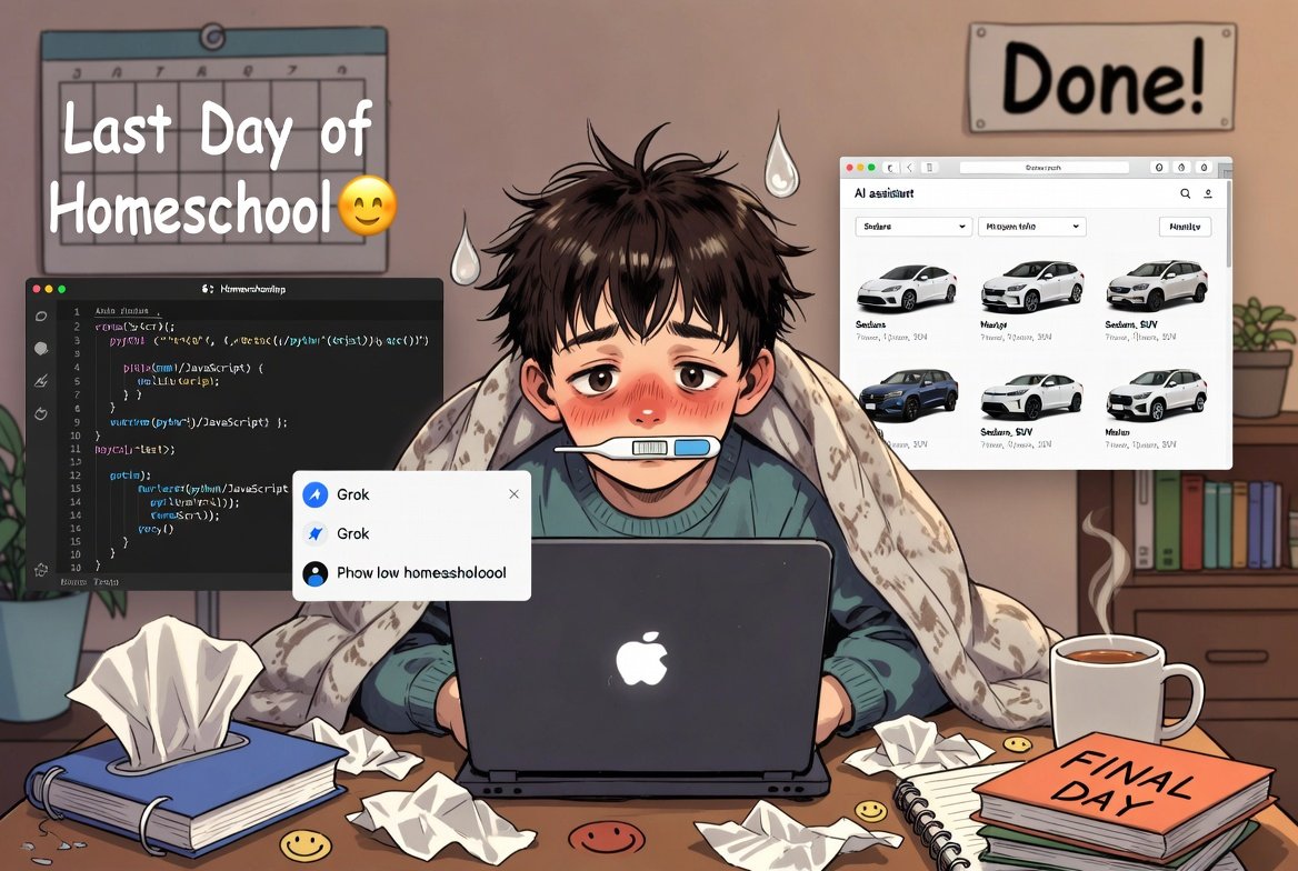 sick person at a computer
